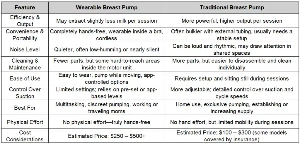 Comparing Use: Wearable vs Traditional Breast Pump